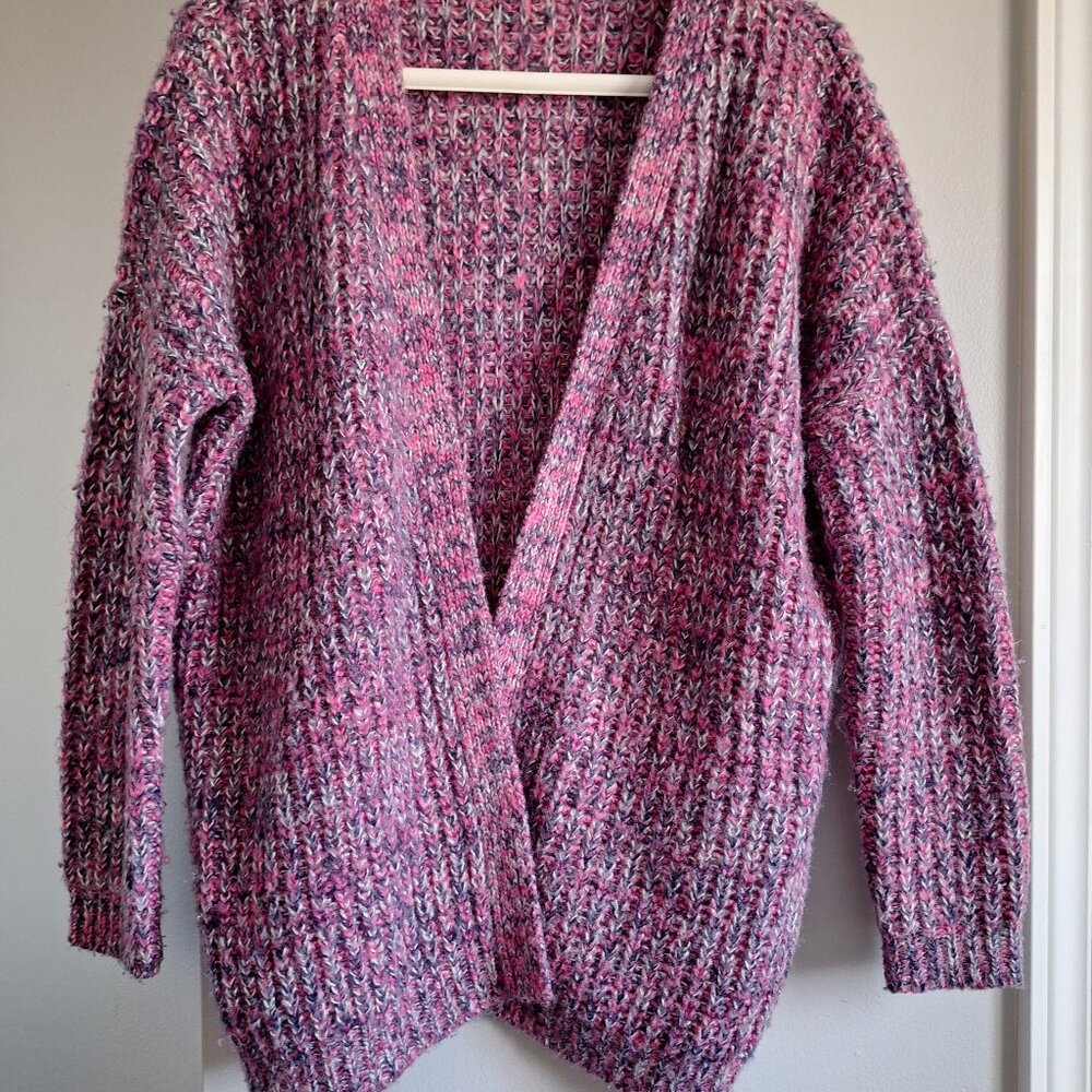 Noisy May Marled Pink Knit Cardigan